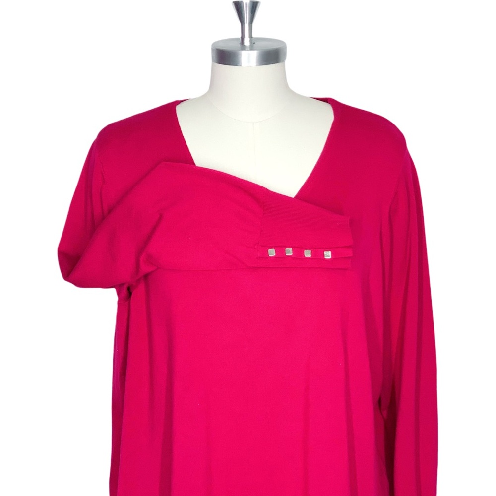 Chico’s Women’s V Neck Long Sleeve Sweater Tunic in Magenta Size 3X